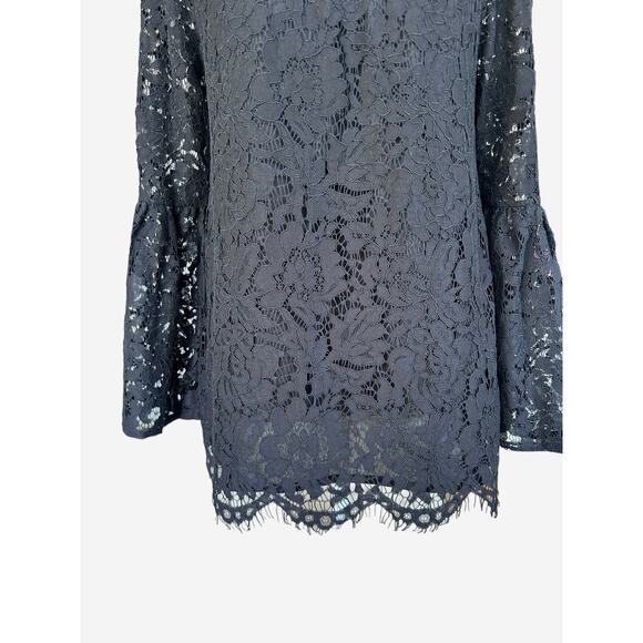 NWT Chaser Womens Black‎ Floral Lace Off Shoulder Bell Sleeve Top Size Medium - Picture 4 of 14